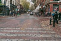 Wet Cobblestone Road in Vancouver, Canada