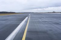 an airport runway on a cloudy day during the day with no traffic in sight of going out