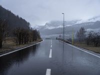 Wet Road in the Alps, France