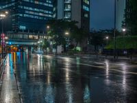 Wet Street in Tokyo's Business District