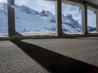 Winter Architecture in Switzerland with Mountain View
