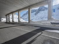 Winter Architecture in Switzerland with Mountain View