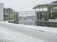 Winter Cityscape: Shades and Frozen Water