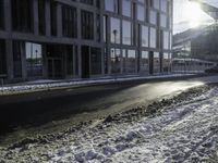 Winter Cityscape: Snow-Covered Buildings