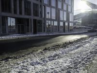 Winter Cityscape with Snow-Covered Buildings