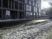 Winter Cityscape with Snow-Covered Buildings