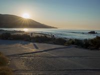 Winter Dawn on a Coastal Road: Bathed in Sunlight
