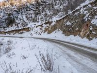 Winter Dawn Landscape Road in Mountainous Region