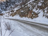 Winter Dawn Landscape Road in Mountainous Region