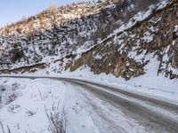 Winter Dawn Landscape Road in Mountainous Region