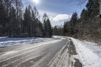 Winter Day Road in Canadian Landscape