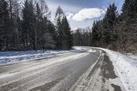 Winter Day Road in Canadian Landscape