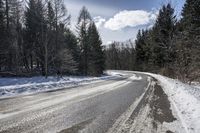 Winter Day Road in Canadian Landscape