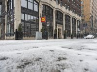 Winter in Downtown Detroit, USA - Classic Architecture and Cloudy Sky