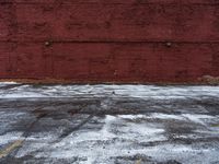 Winter in Detroit: Brick Wall Covered in Snow