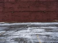 Winter in Detroit: Brick Wall Covered in Snow