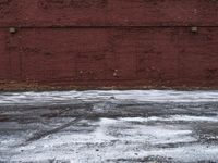 Winter in Detroit: Brick Wall Covered in Snow