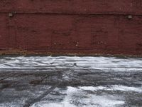 Winter in Detroit: Brick Wall Covered in Snow