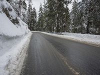 Winter Landscape: Asphalt Road and Mountains