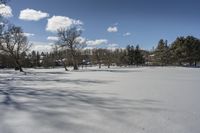 Winter Landscape at Frozen Lake in Ontario, Canada