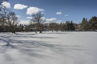 Winter Landscape at Frozen Lake in Ontario, Canada