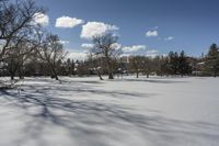 Winter Landscape at Frozen Lake in Ontario, Canada