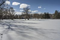 Winter Landscape at Frozen Lake in Ontario, Canada