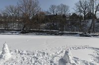 Winter Landscape with Frozen Lake in Toronto