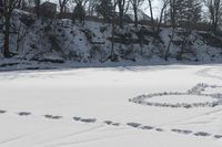 Winter Landscape by Frozen Lake in Toronto, Canada