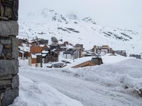 Winter Landscape in a Mountain Residential Area