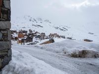 Winter Landscape in a Mountain Residential Area