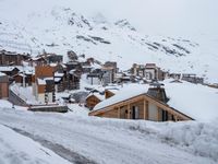 Winter Landscape in a Mountain Residential Area