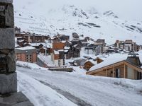 Winter Landscape in a Mountain Residential Area