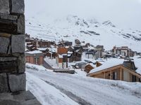 Winter Landscape in a Mountain Residential Area