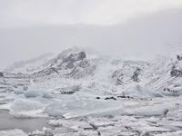 Winter landscape with mountains and fog in Iceland