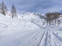 Winter Landscape: Off Road Track Through Snowy Mountains