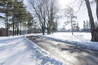 Winter Landscape: Snow Covered Road in Ontario, Canada