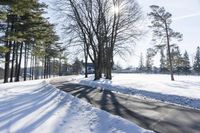 Winter Landscape: Snow Covered Road in Ontario, Canada