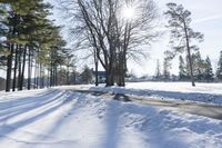 Winter Landscape: Snow Covered Road in Ontario, Canada