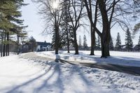 Winter Landscape: Snow Covered Road in Ontario, Canada