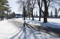 Winter Landscape: Snow Covered Road in Ontario, Canada