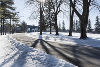 Winter Landscape: Snow Covered Road in Ontario, Canada