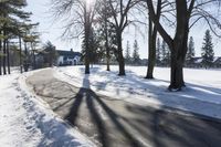 Winter Landscape: Snow Covered Road in Ontario, Canada