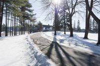 Winter Landscape: Snow Covered Road in Ontario, Canada