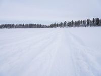 Winter Landscape in Sweden with Straight Road
