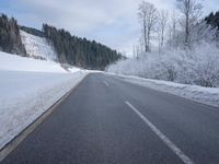 Winter morning drive on an icy road in Germany