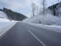 Winter morning drive on an icy road in Germany