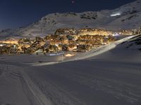 Winter Night in French Alps Mountain Landscape 002