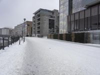 Winter Residential Area: Snow-Covered Streets and Asphalt Road