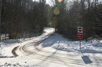 Winter Road in Canada: Clear Sky and Snowy Surroundings